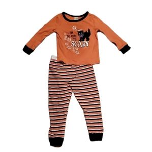 Halloween Orange and Black Scary Cat Pajama Set